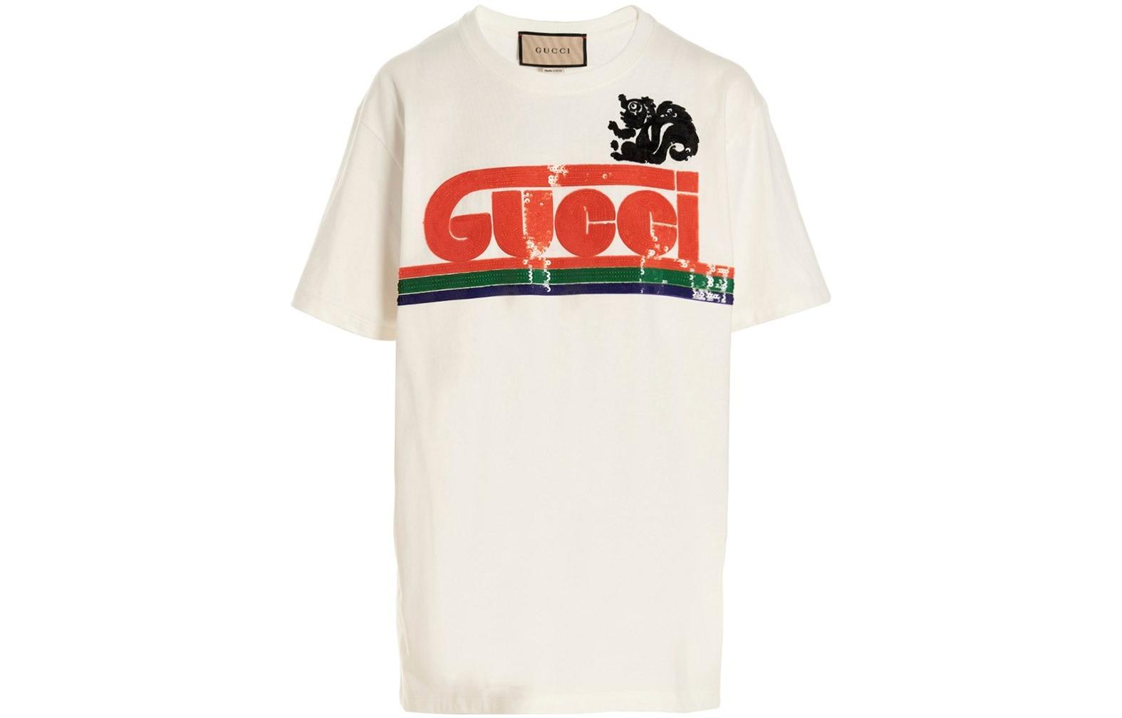 (Women) Gucci Alphabet Print Crew Neck T-Shirt Women’s Off-White 717422-XJEVZ-9088