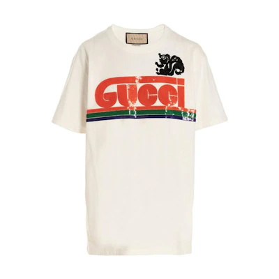 (Women) Gucci Alphabet Print Crew Neck T-Shirt Women’s Off-White 717422-XJEVZ-9088