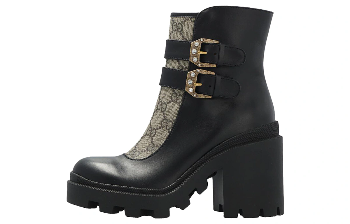 (Women) Gucci Ankle Boot 'Buckles - Black Beige'