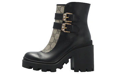 (Women) Gucci Ankle Boot 'Buckles - Black Beige'