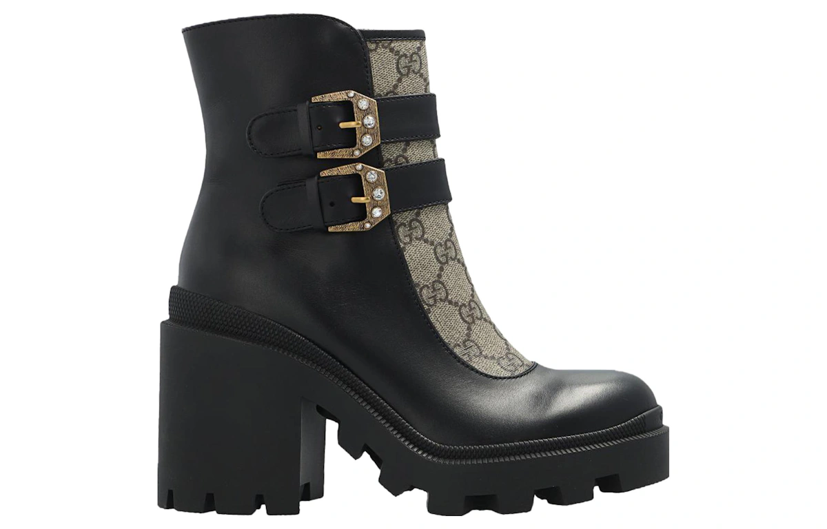 (Women) Gucci Ankle Boot 'Buckles - Black Beige'