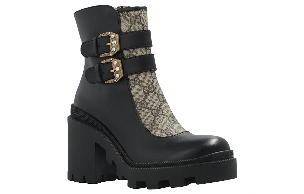 (Women) Gucci Ankle Boot 'Buckles - Black Beige'