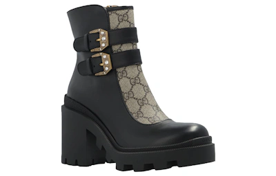 (Women) Gucci Ankle Boot 'Buckles - Black Beige'