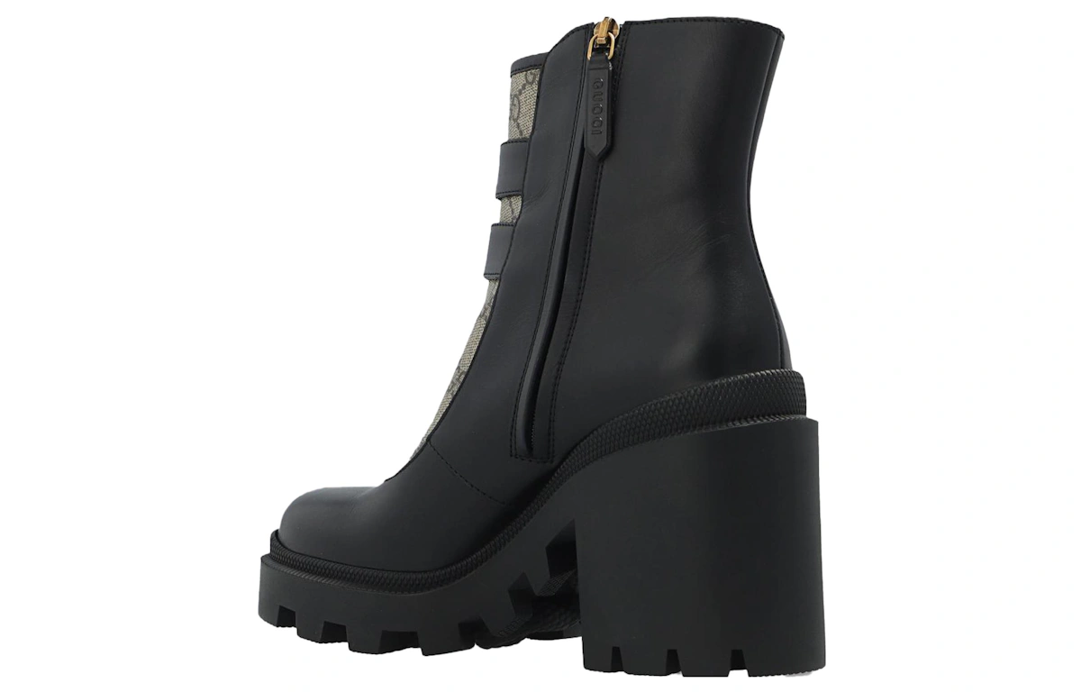 (Women) Gucci Ankle Boot 'Buckles - Black Beige'