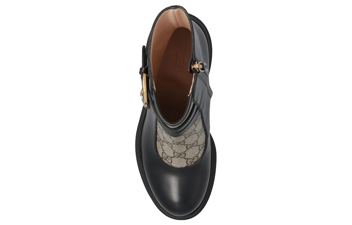 (Women) Gucci Ankle Boot 'Buckles - Black Beige'