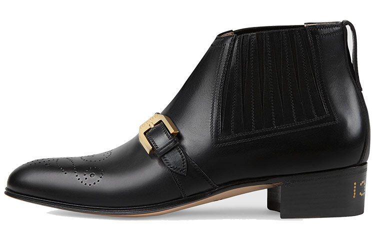 (Women) Gucci Ankle Boot 'Double G Brogue Leather Black' 572992-06F00-1000