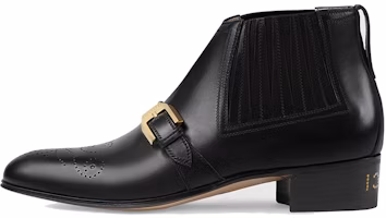 (Women) Gucci Ankle Boot 'Double G Brogue Leather Black' 572992-06F00-1000 (Women) Gucci Ankle Boot 'Double G Brogue Leather Black' 572992-06F00-1000