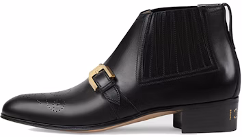 (Women) Gucci Ankle Boot 'Double G Brogue Leather Black' 572992-06F00-1000 (Women) Gucci Ankle Boot 'Double G Brogue Leather Black' 572992-06F00-1000