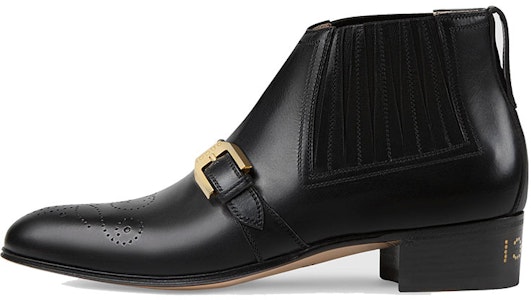 (W) 古驰 双G雕花黑色皮革短靴 572992-06F00-1000 Buy (W) 古驰 双G雕花黑色皮革短靴 572992-06F00-1000