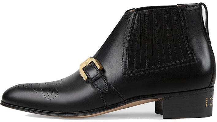 (Women) Gucci Ankle Boot 'Double G Brogue Leather Black' 572992-06F00-1000 Buy (Women) Gucci Ankle Boot 'Double G Brogue Leather Black' 572992-06F00-1000