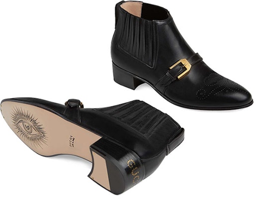 (Women) Gucci Ankle Boot 'Double G Brogue Leather Black' 572992-06F00-1000 Details for (Women) Gucci Ankle Boot 'Double G Brogue Leather Black' 572992-06F00-1000