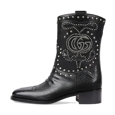 (W) Gucci Ankle Boot 'Metal Stud Lizard'