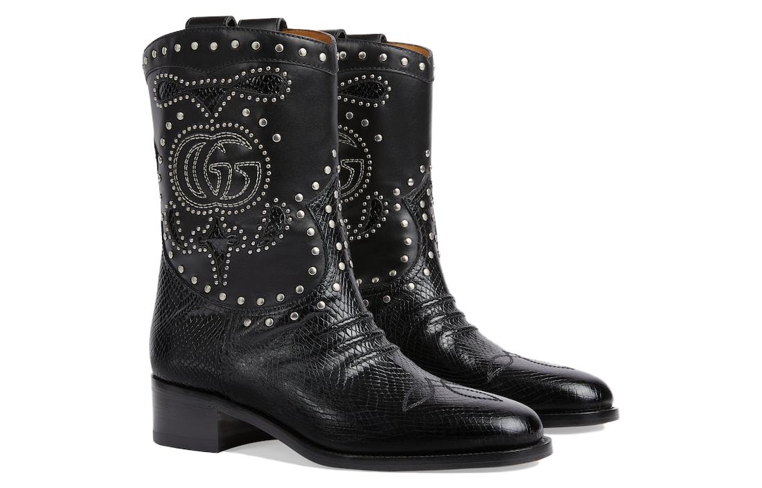 Shop (W) Gucci Ankle Boot 'Metal Stud Lizard' Sepatu Bot Tumit Gucci Kulit Kadal Metal Stud. 750508-AAA5R-1000