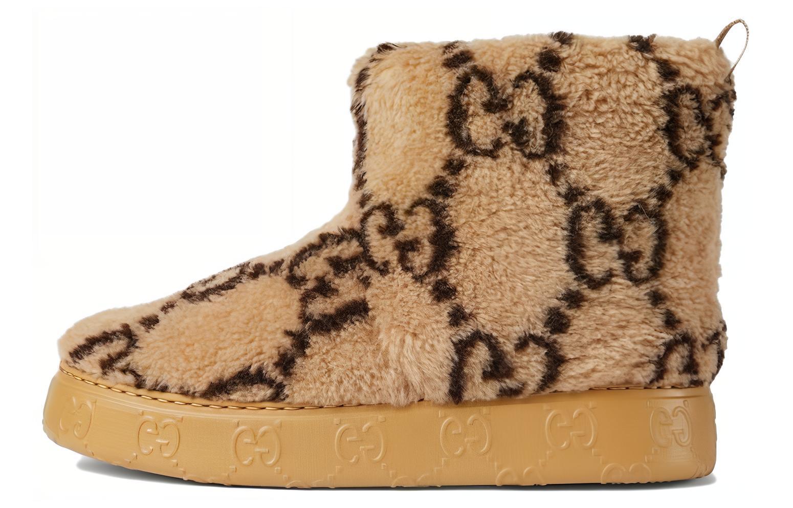 (Women) Gucci Ankle Snow Boots 'Brown Velvet' 762178-FACLO-9744