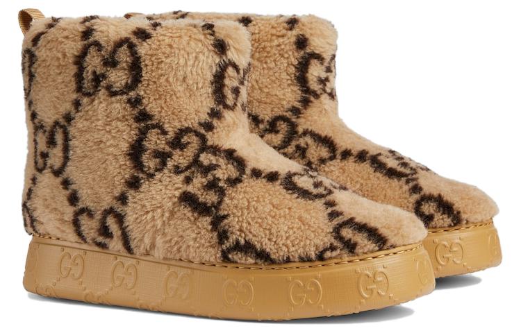 Order (W) Gucci Sepatu Bot Salju Pergelangan 'Cokelat Velvet' 762178-FACLO-9744