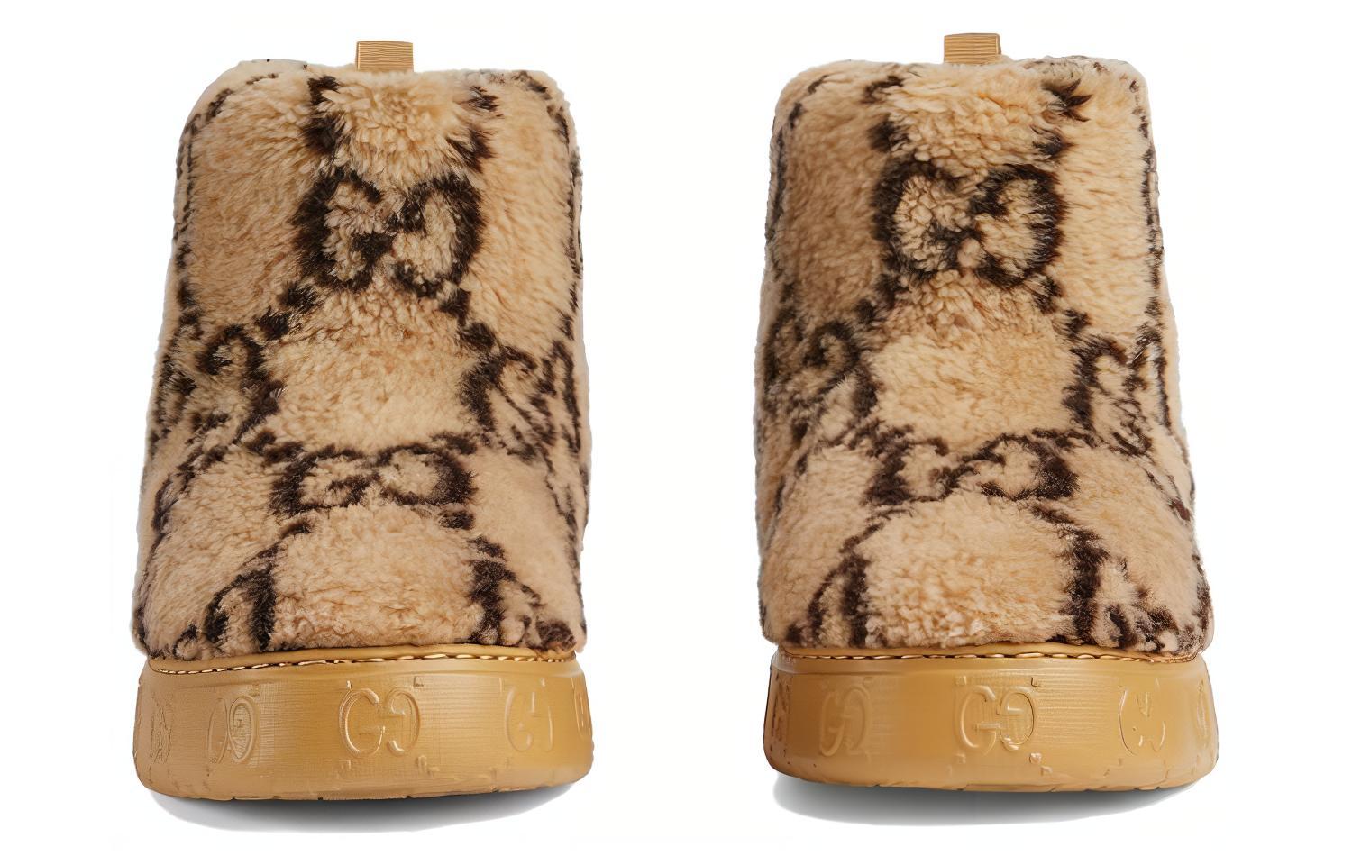 Lookbook (W) Gucci Sepatu Bot Salju Pergelangan 'Cokelat Velvet' 762178-FACLO-9744