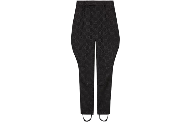 (Women) Gucci Aria Black Equestrian Logo Print Pants 682284-ZAHT5-1000
