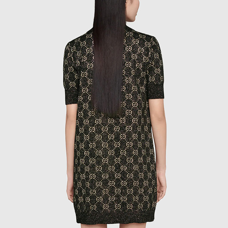 (Women) GUCCI Aria Black Jacquard Monogram Short Sleeve Dress Women. 678437-XKB54-1284 圖 4