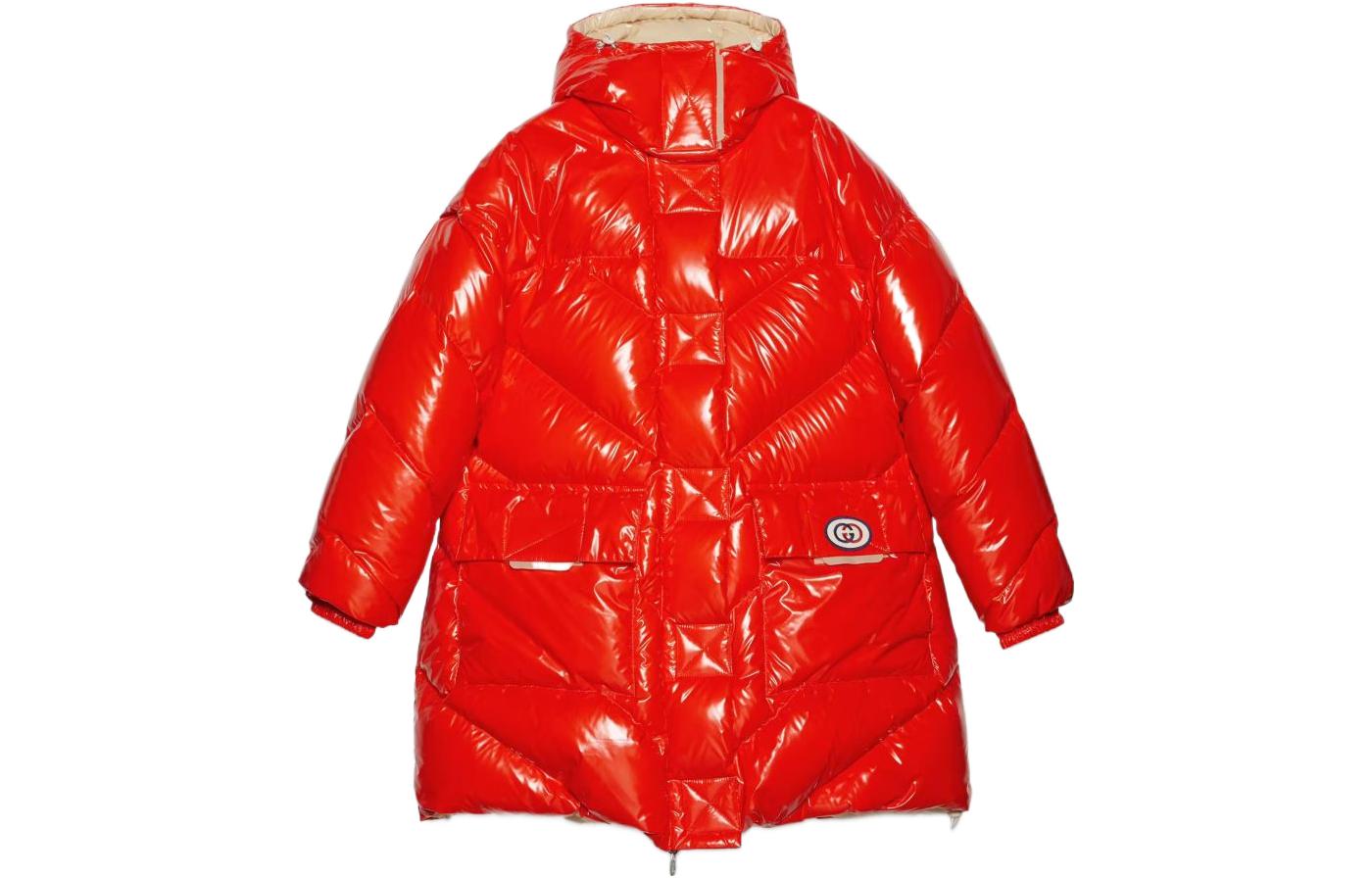 Order (Women) GUCCI Aria Red Reversible Glossy Hooded Down Jacket for Women. 675731-Z8AR1-7708