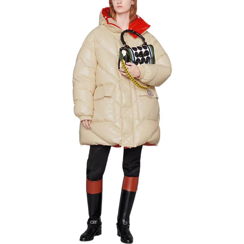 Purchase (Women) GUCCI Aria Red Reversible Glossy Hooded Down Jacket for Women. 675731-Z8AR1-7708