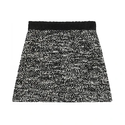 (Women) Gucci Aria Wool A-line Mohair Skirt in Black 678914-XKB6S-1043