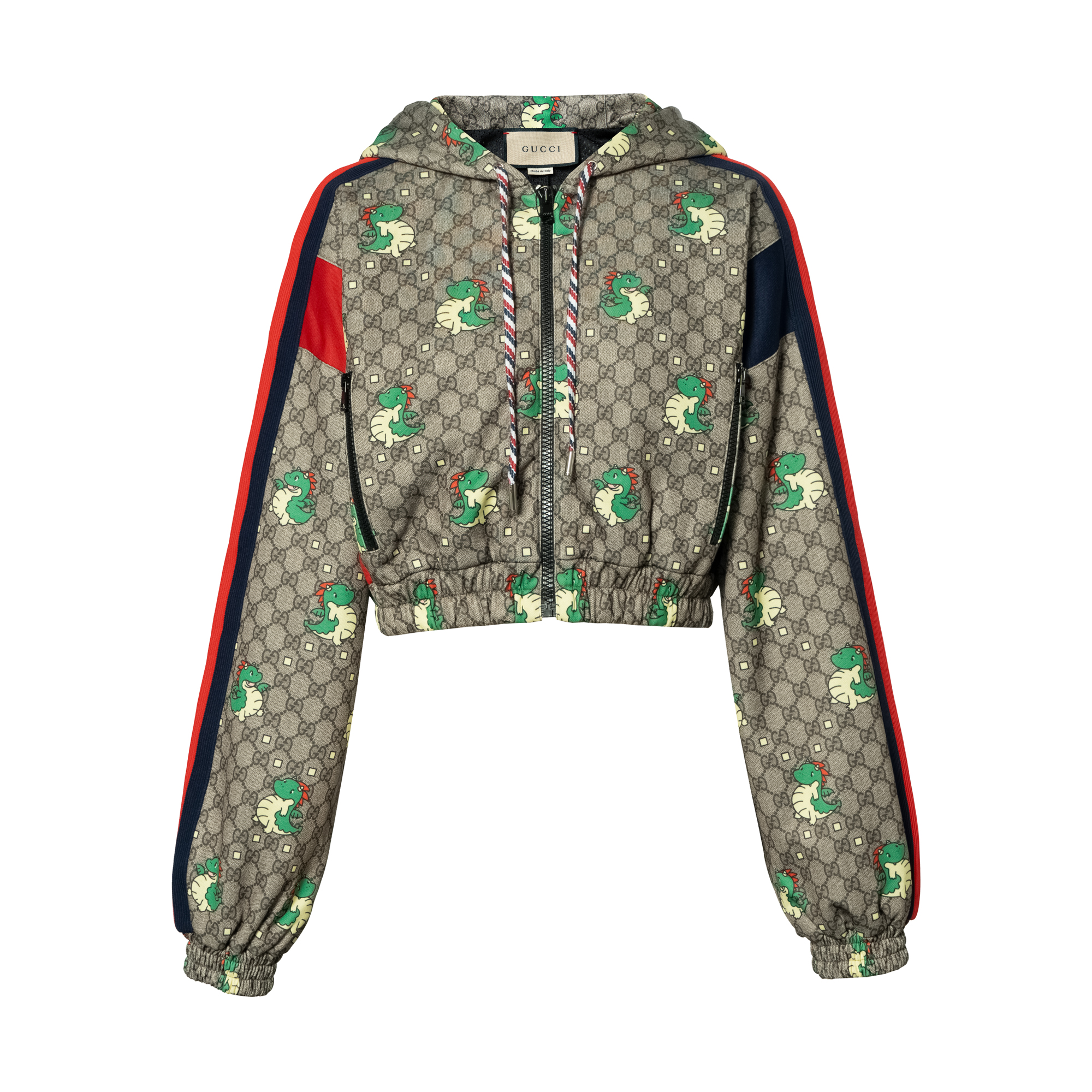 (Women) Gucci Baby Dragon Print Knit Hoodie Jacket Beige SS24 774201-XJGD7-2139