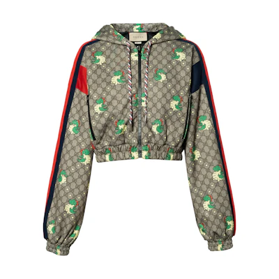 (Women) Gucci Baby Dragon Print Knit Hoodie Jacket Beige SS24 774201-XJGD7-2139