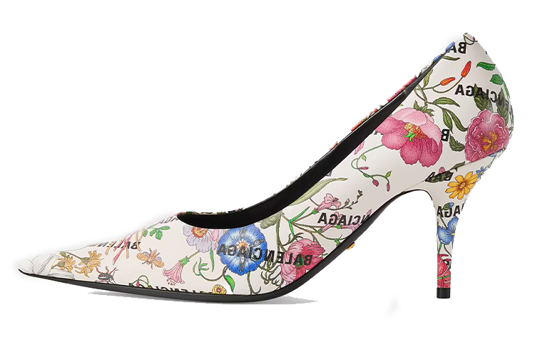 (Women) Gucci Balenciaga x The Hacker Project Knife White 'Floral High Heel' 676558-UL300-8446