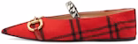 (W) Gucci Kasut Ballet 'Horsebit Check - Merah' 635101-2G210-6260