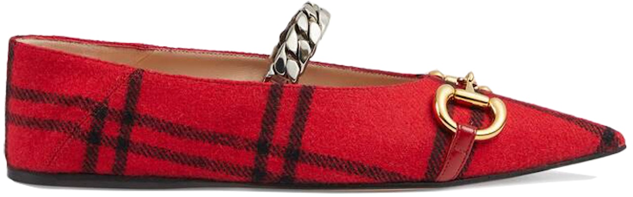 (W) Gucci Sepatu Balet 'Horsebit Check - Merah' 635101-2G210-6260 Order (W) Gucci Sepatu Balet 'Horsebit Check - Merah' 635101-2G210-6260