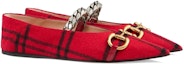 Lookbook (W) Gucci Kasut Ballet 'Horsebit Check - Merah' 635101-2G210-6260