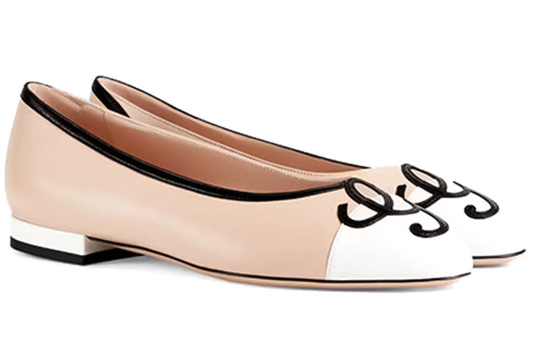 Order (W) 구찌 플로럴 아플리케 발레 플랫 (핑크/화이트) 658904-C9DN0-9070