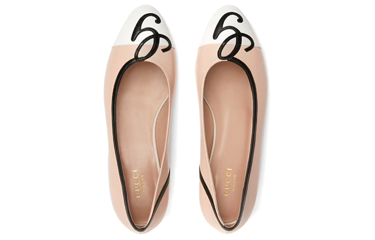 Lookbook (W) 구찌 플로럴 아플리케 발레 플랫 (핑크/화이트) 658904-C9DN0-9070