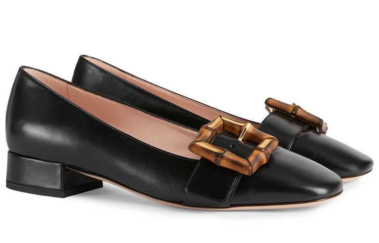 Order (W) Gucci Bamboo 'Sepatu Datar Hitam Buckle Ballet' 658856-C9D00-1000
