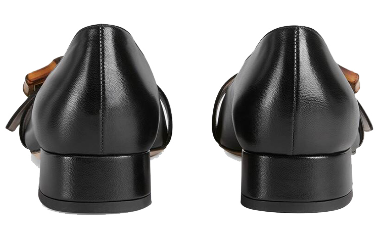 Shop (W) Gucci Bamboo 'Sepatu Datar Hitam Buckle Ballet' 658856-C9D00-1000