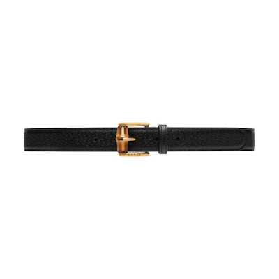 (Women) GUCCI Bamboo Black Leather Belt, Simple & Versatile, 3cm Wide 699954DJ20T1000