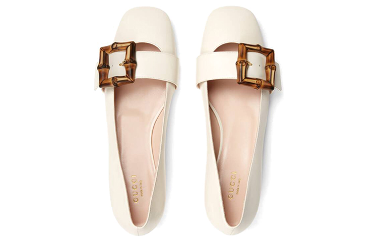 Lookbook (W) Gucci Bamboo 'Bailarinas Blancas Elegantes con Hebilla de Bambú' 658856-C9D00-9022