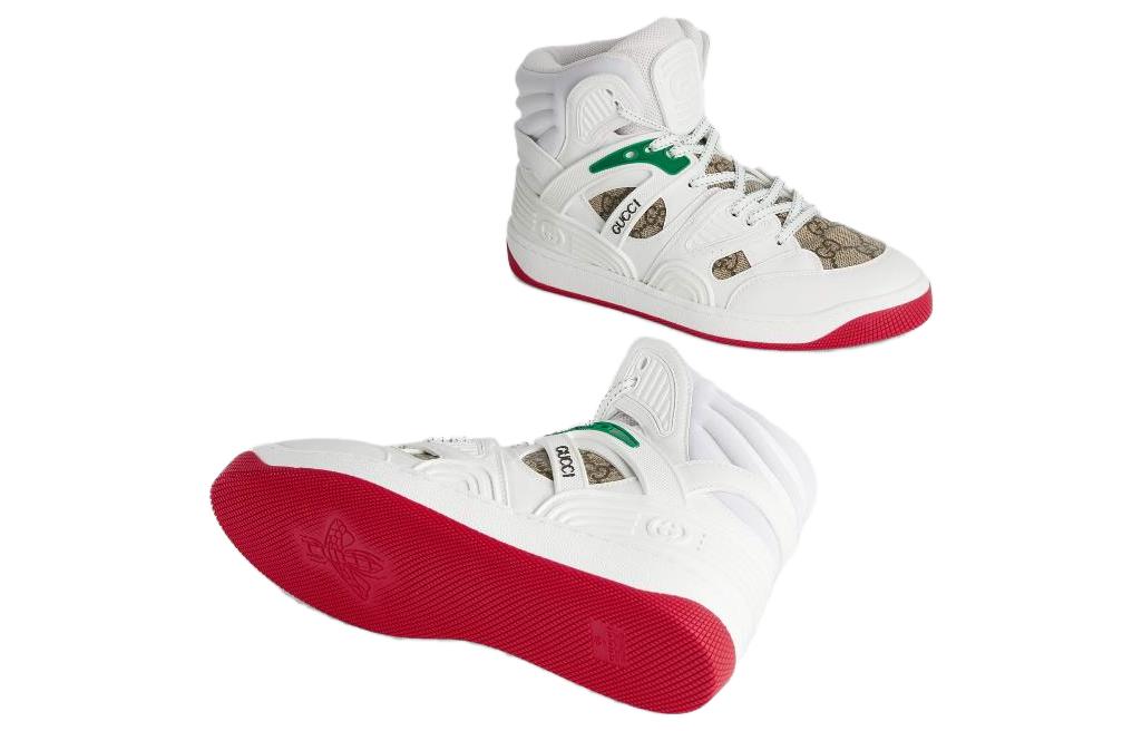 (W) Gucci Basket Sneaker High 'White Demetra Red' 圖 5