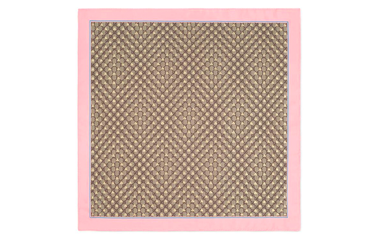 (Women) GUCCI Bee Silk Scarf Pink 499130-3G001-5869 圖 2