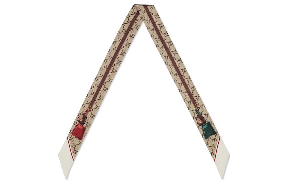 (Women) GUCCI Beige  Scarf with Luggage Print Design 7849593G0012773