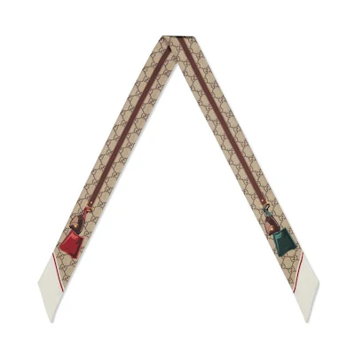 (Women) GUCCI Beige Scarf with Luggage Print Design 7849593G0012773