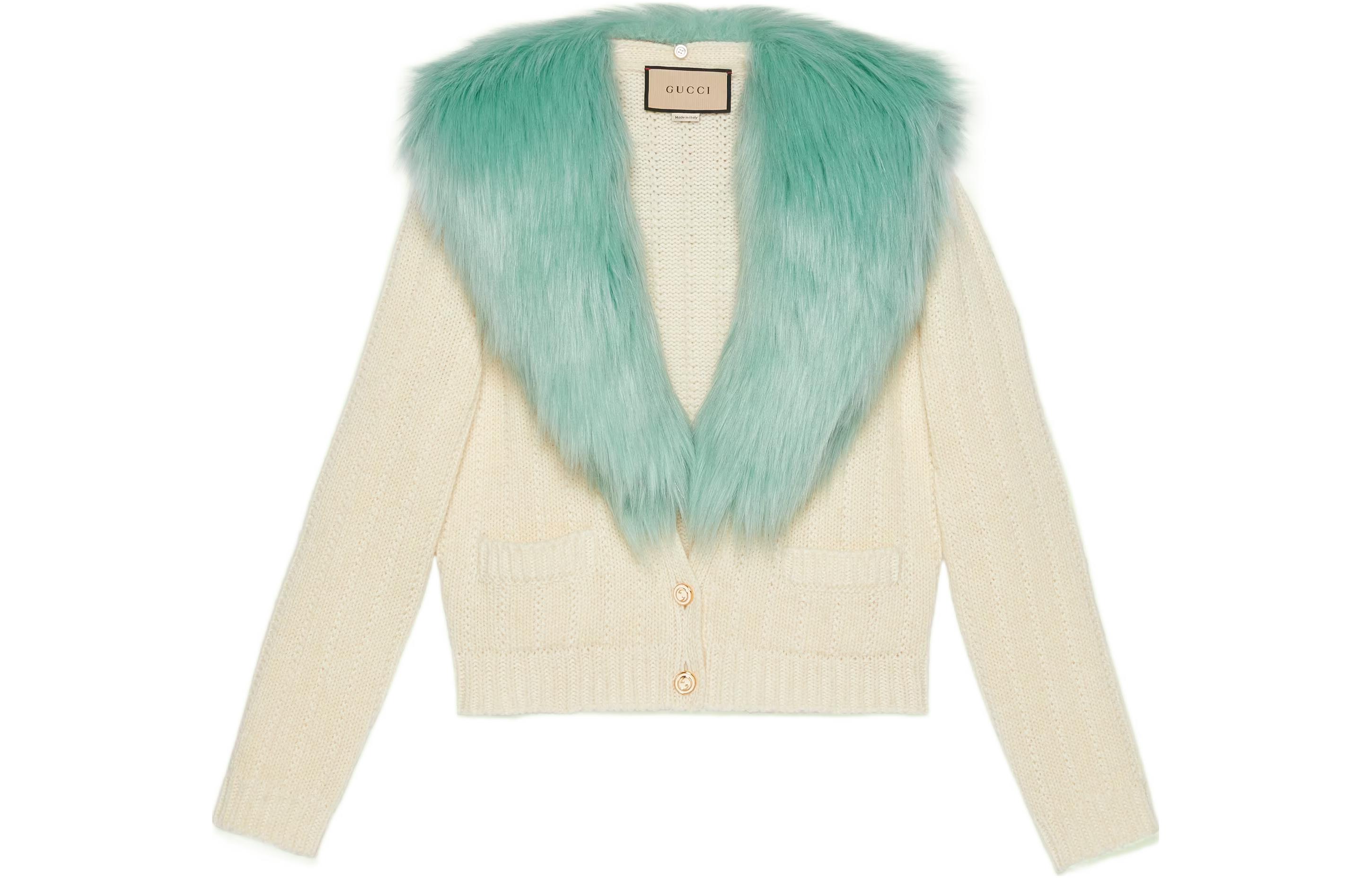 (Women) Gucci Beige Detachable Collar Wool Knit Cardigan FW22 695722-XKCER-9069
