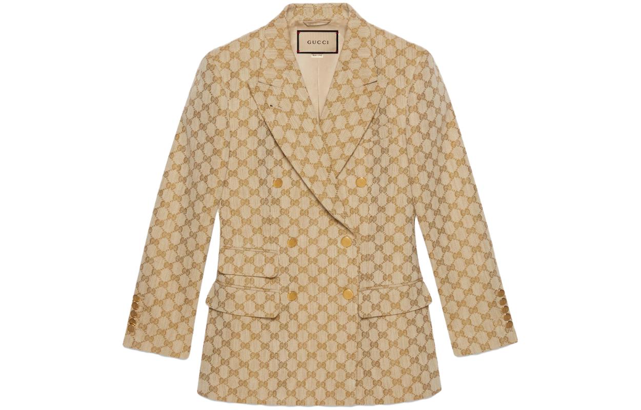 (Women) Gucci Beige Double-Breasted Logo Jacket 756559-ZAMC5-2254