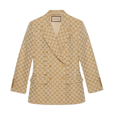 (Women) Gucci Beige Double-Breasted Logo Jacket 756559-ZAMC5-2254