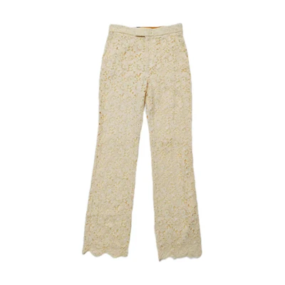 (Women) Gucci Beige Floral Lace Straight-Leg Casual Pants 691397-ZJT76-9205