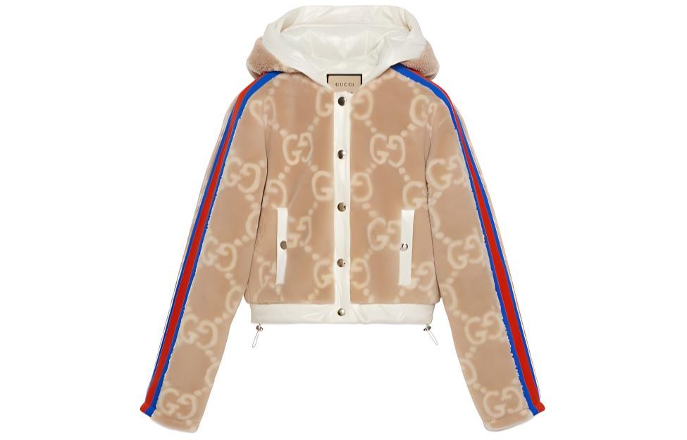 (Women) Gucci Beige Hooded Jacket with Logo Embroidery 772872-XJF7N-N9239