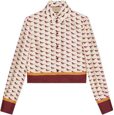 (W) 古驰米色马匹印花长袖衬衫 764078-ZAO6Y-9376 Buy (W) 古驰米色马匹印花长袖衬衫 764078-ZAO6Y-9376