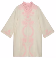 (Women) Gucci Beige Lace Trimmed Linen Cotton Midi Dress 605554-XDAON-9618 (Women) Gucci Beige Lace Trimmed Linen Cotton Midi Dress 605554-XDAON-9618