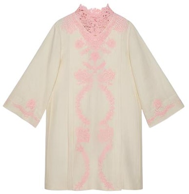 (W) Gucci 米色蕾絲邊飾亞麻棉中長洋裝 605554-XDAON-9618 Buy (W) Gucci 米色蕾絲邊飾亞麻棉中長洋裝 605554-XDAON-9618