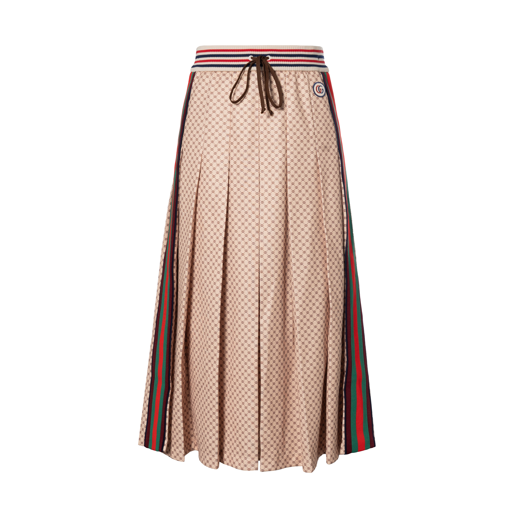 (Women) Gucci Beige Mid-Rise Loose Pleated Skirt with Interlocking G Print 661786-XJDFP-9115